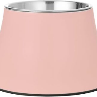 Светло-розовая миска для собачьего корма на подставке из нержавеющей стали для средних собак Whiskers Relief