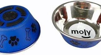 MOLY Нескользящая кормушка из нержавеющей стали для собак, кошек и других домашних животных, 10 см, 0,2 л | Миска с резиновым основанием | Прочная и долговечная тарелка | Легко моется | Идеально подходит для собак и кошек