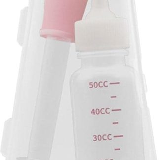 Набор силиконовых бутылочек для кормления кошек и щенков молоком, розовый.