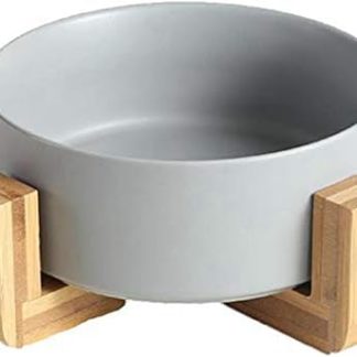 Прочная керамическая круглая миска для собак и кошек, приподнятая миска для воды, набор мисок для воды для домашних животных с деревянной подставкой, миска с подставкой B