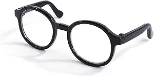 Black Pet Dog Cute Glasses Clear Lens Retro Glasses Photo Props Transparent Cat Sun Glasses Apparel Accessories for Small Dogs Cats Cosplay Costume