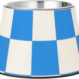 Сине-белые клетчатые миски для кормления собак, приподнятая миска из нержавеющей стали для кошачьего корма, медленное кормление, усы, усталые миски для кошек.