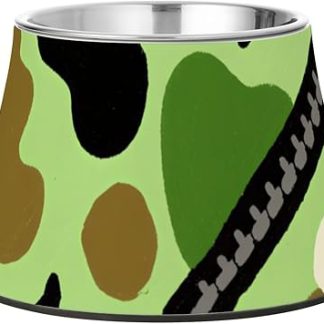 Зелёные камуфляжные миски для воды и еды с подставкой, из нержавеющей стали, для кошек, простые миски для мелких домашних животных, для борьбы с усталостью усов.