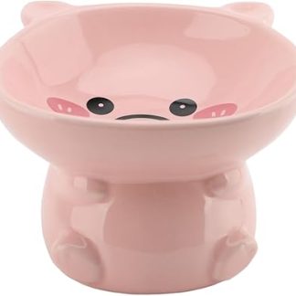 Керамическая миска для кошек Asixxsix в форме милой свинки, с подставкой для хранения, подходит для маленьких собак и котят.