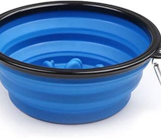 Складная силиконовая миска для медленного кормления собак и кошек с крючком, складная поилка для щенков.