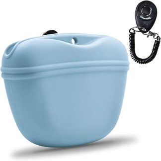 Силиконовый держатель для лакомств для собак AUDWUD с застежкой-кнопкой для дрессировки, портативный контейнер для тренировок, удобная магнитная застежка и поясной зажим.