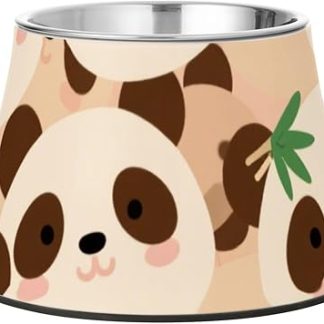 Миска для кормления в виде милой мультяшной панды коричневого цвета с подставкой, из нержавеющей стали, для кошек и собак, для медленного кормления, подходит для собак с красивыми усами.