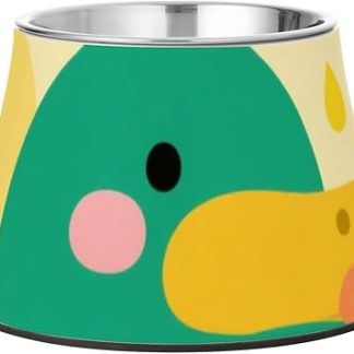 Миска для кормления собак в виде милой мультяшной уточки, желто-зеленого цвета, нескользящая, из нержавеющей стали, подходит для медленного кормления собак, безопасна для усов.