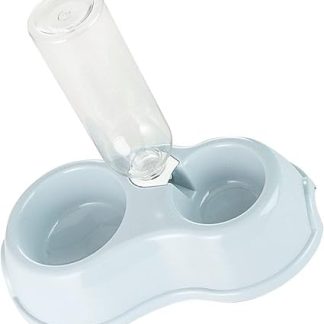 Набор из двух больших мисок для кормления домашних животных VBESTLIFE. Просторные и удобные, с автоматическим пополнением воды. Прочный серый цвет, подходит для кошек и собак.