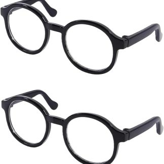 2Pcs Nerd Glasses, Black Pet Dog Cute Glasses Clear Lens Retro Glasses Photo Props Transparent Cat Sun Glasses for Small Dogs Cats Cosplay Costume