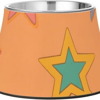 Симпатичная красочная миска для собак со звездным узором на подставке из нержавеющей стали, удобная миска для кормления собак среднего размера.