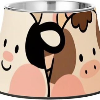 Милые мультяшные миски-коровы для собак, приподнятые над землей, из нержавеющей стали, подходят для кошек, кроликов и птиц, не боятся усов.