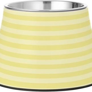 Миска для корма для собак с желтыми вертикальными полосами, модернизированная, из нержавеющей стали, для собак, которые медленно едят и страдают от усталости.