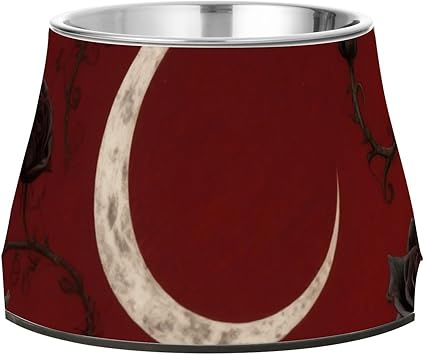 Миски для кормления собак Dark Night Moon Black Roses, улучшенные, из нержавеющей стали, металлические, для маленьких собак, Whisker Relief platos para perros grandes