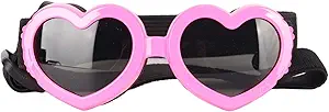 Dog Sunglasses, Cute Heart Shape Dog Goggles for Puppies Dogs and Cats, Pet Glasses with Straps, Windproof & Prevents Fog for Bike Riding Hiking