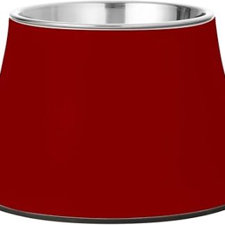 Темно-красные однотонные чистые гладкие миски для кормления собак из нержавеющей стали с нескользящей поверхностью для медленного кормления кошек. Удобная миска для кормления собак.