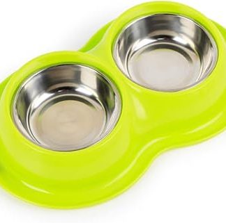 Двойная миска для кормления собак, случайный цвет.