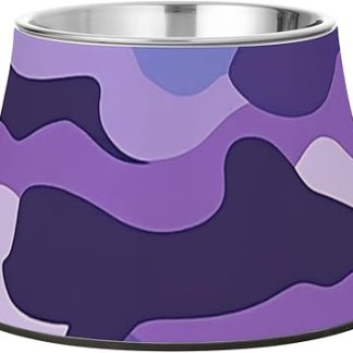 Современные фиолетовые камуфляжные декоративные миски для корма для домашних животных, модернизированная подставка из нержавеющей стали для маленьких собак, удобное кормление.