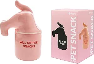 Оригинальная керамическая банка для корма и лакомств для домашних животных Fisura Will Sit, розовая, 12x20 см.