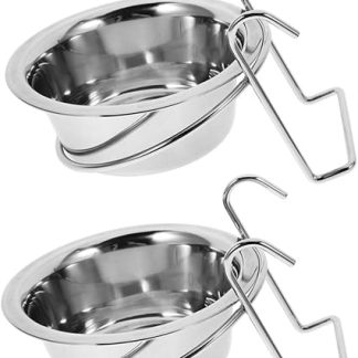 2 стальные миски для домашних животных с возможностью подвешивания для воды и корма собак, предотвращающие проливание, прочные, подходят для клеток щенков и взрослых животных.