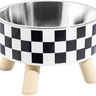 Эргономичные миски для собак Greabuy на подставке, устойчивые, подходят для большинства пород, с клетчатым рисунком и нескользящей поверхностью.