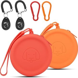 Силиконовые мешочки для лакомств, 2 шт., мешочки для корма для дрессировки собак, аксессуары для собак, карманный размер, легко моются, без запаха, застежка-молния.