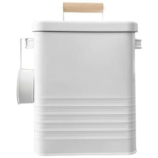 Металлическое ведро для хранения, белое, с железным влагостойким уплотнением, для корма для животных, капсул для стирки, салфеток для сушки и многого другого.