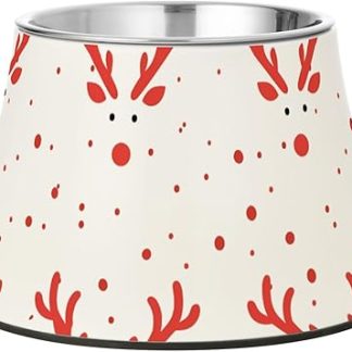 Миска для воды с изображением мультяшных оленей на рождественскую тематику, нескользящая, из нержавеющей стали, удобная для кормления мелких домашних животных.