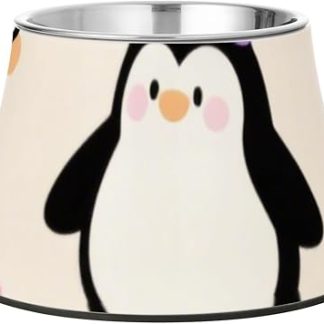 Милая мультяшная белая пингвиниха, детская миска для воды для собак, нескользящая подставка из нержавеющей стали для медленного кормления собак, удобная миска для кормления маленьких собак.