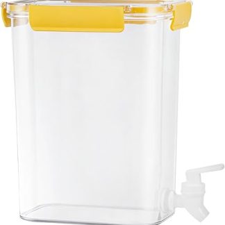 Диспенсер для воды для домашних животных, 4,5 л (152,2 мл), пластиковая банка, прозрачная, безопасная для пищевых продуктов, подходит для сока, кондиционера для белья, стирального порошка, герметичный, желтый, для удобства использования.