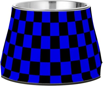 Миска для корма для собак Buffalo Checkered Black Blue из нержавеющей стали, приподнятая, для медленного кормления кошек Whiskers Relief.