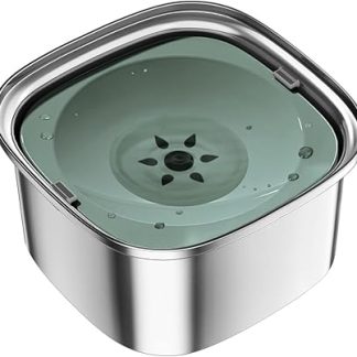 Миска для воды для собак объемом 3 л (101 унция), из нержавеющей стали, непроливаемая, большая емкость, медленное поение, прочная, зеленая.
