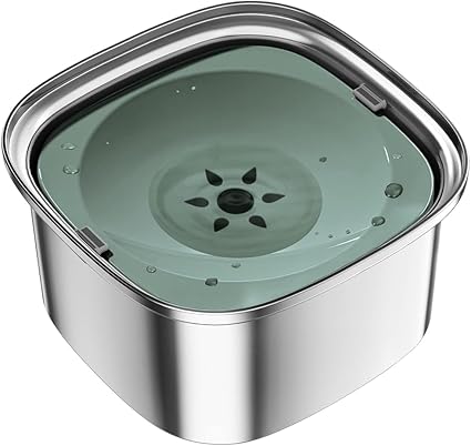 Миска для воды для собак объемом 3 л (101 унция), из нержавеющей стали, непроливаемая, большая емкость, медленное поение, прочная, зеленая.