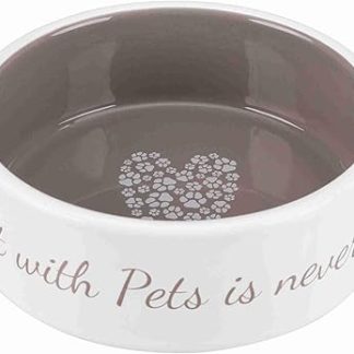 Керамическая миска для собак Trixie T25053, бело-коричневая, 300 мл.