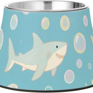 Милая мультяшная голубая миска для собак в виде акулы с подставкой, из нержавеющей стали, для медленного кормления собак, при усталости от поедания усов.