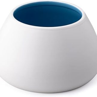 Керамическая миска для собак Navaris - миска для воды и еды для собак с длинными ушами - спаниель, бигль, бассет-хаунд - миска для питомца, предотвращающая проливание - белая снаружи и синяя внутри