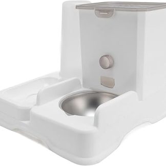 Универсальный, легко моющийся диспенсер для корма и воды для собак с двумя мисками для ухода за шерстью питомца.