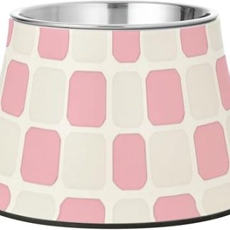 Розовые клетчатые миски для домашних животных, нескользящая миска из нержавеющей стали для маленьких питомцев, удобное кормление