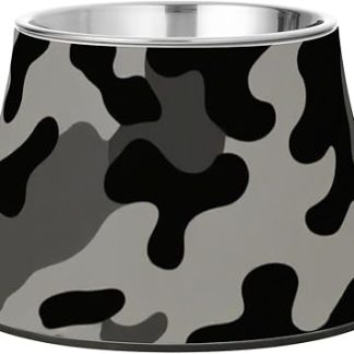 Нескользящая миска для кормления домашних животных из нержавеющей стали черного и темно-серого камуфляжного цвета для вашего любимого питомца. Для облегчения появления усов.