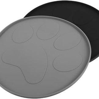 Набор из 2 водонепроницаемых круглых силиконовых мисок TOYANDONA с нескользящим основанием и рисунком в виде лап для собак и кошек. Предотвращает проливание и скольжение мисок.