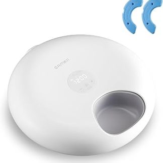 Автоматическая кормушка для кошек, вмещает 6 порций влажного корма, оснащена 2 пакетами со льдом, имеет программируемый таймер, перезаряжаемая, автоматическая, подходит для кошек и маленьких собак, лоток для корма.