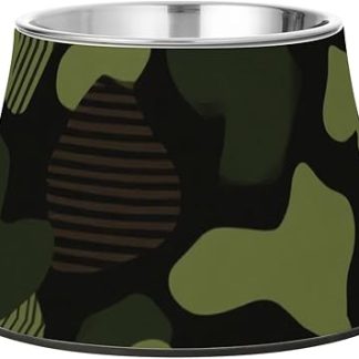 Миски для корма для собак в стиле милитари, черно-зеленая линия, нескользящая поверхность, из нержавеющей стали, для маленьких питомцев, не боятся усов.