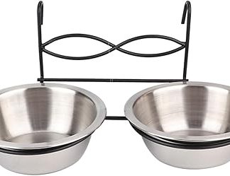 Подвесная кормушка и поилка из нержавеющей стали, клетка для щенков и собак, практичная, съемная конструкция для чистки.