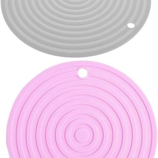Toyvian 2 шт. Круглые силиконовые теплоизоляционные подкладки для кухонной столешницы и стола, нескользящие, серые и розовые.
