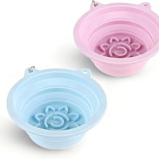 2 шт. термостойкие миски для корма для собак, портативные миски для кошек, складные миски для собак, подходят для путешествий с кошками и собаками, складные и не разваливаются легко.