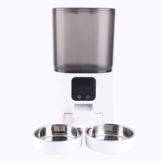 Умная автоматическая кормушка для кошек и собак из нержавеющей стали с управлением через приложение, вместительный дозатор корма с прозрачным корпусом для пользователей iOS.