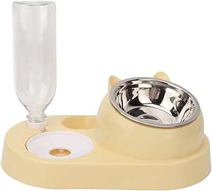 Автоматическая поилка для кошек и собак из нержавеющей стали с наклонной чашей для воды и корма.
