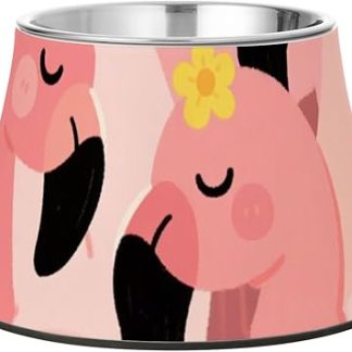 Милые мультяшные розовые миски для еды в виде фламинго, нескользящие, из нержавеющей стали, металлические, для медленного кормления собак, чтобы ухо не уставало.