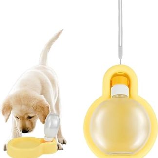Бутылка для воды для собак, 350 мл, силиконовая миска для воды с подвесками, подходит для собак среднего размера, щенков, для походов на природу (желтая)