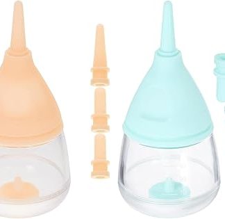 2 шт. Бутылочки для кормления новорожденных с силиконовыми сосками. Многоразовые бутылочки для кроликов, кошек и маленьких собак. Поилка с защитой от перелива и мягким наконечником.